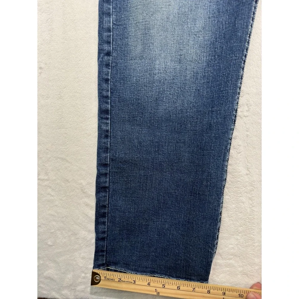 TK Axel Jeans Mens 36x30 Blue Denim Slim Bootcut Medium Wash Embroidered Pockets